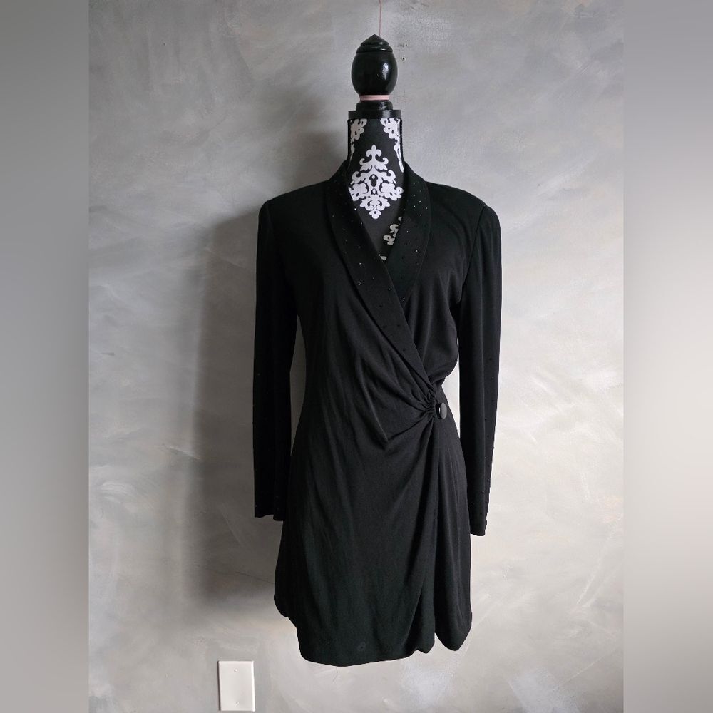 Candice Fraiberger Paris Sparkly Beaded Collar & Arms Formal Wrap Mini Dress